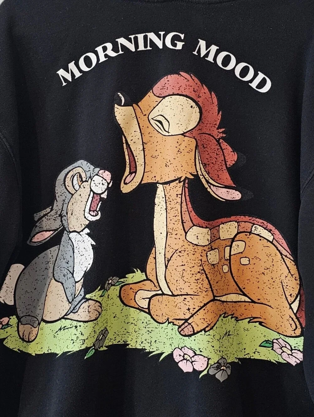 Zara Disney Bambi and Thumper Morning Mood Hoodie Sweatshirt Black Size Medium - Picture 2 of 8